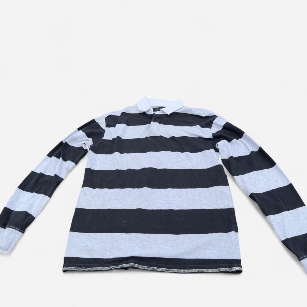 Pacsun black and grey striped long sleeve polo shirt